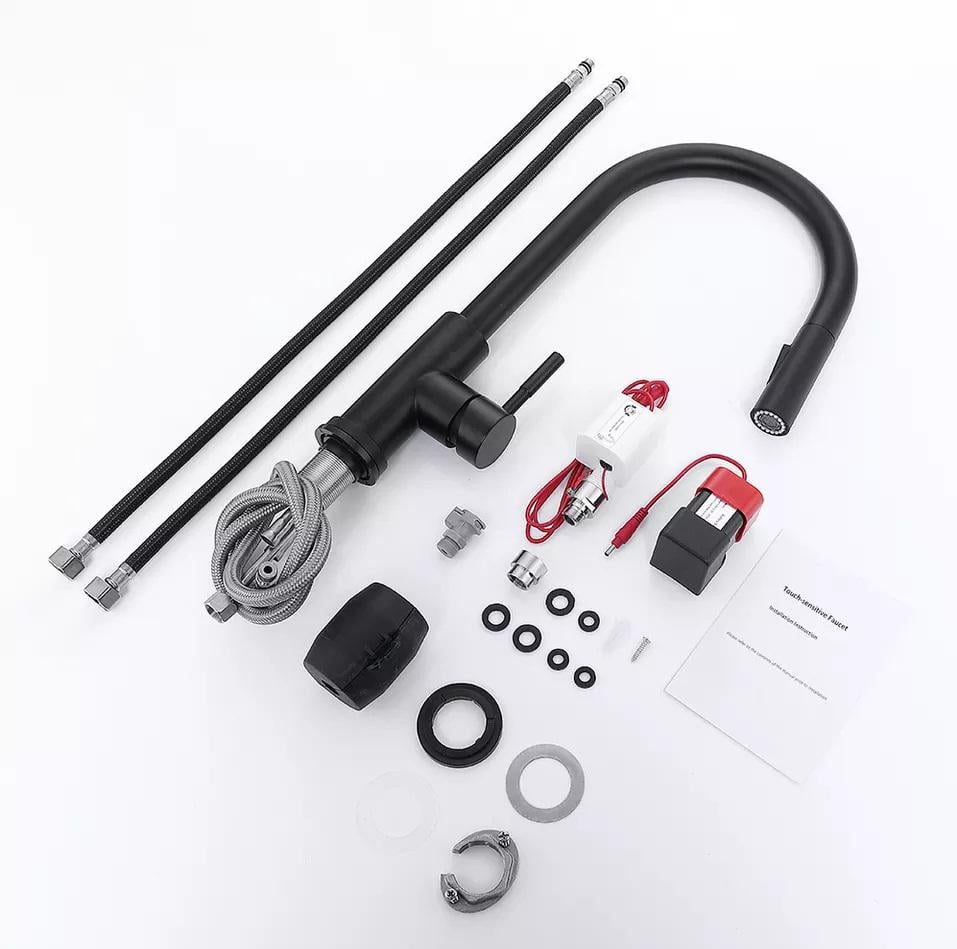 Змішувач для кухні WanFan сенсорний з висувним виливом кухонний Чорний - фото 7 Змішувач для кухні WanFan сенсорний з висувним виливом кухонний Чорний - фото 7