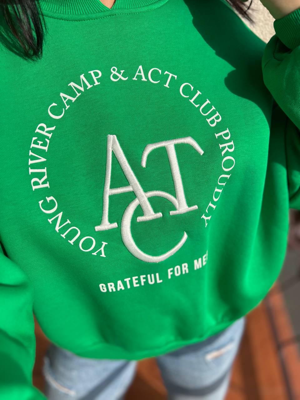 Свитшот женский OLIVIA 2479 широкий утепленный вышивка OS Зеленый (1127) - фото 8