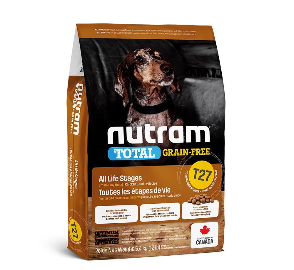 Беззерновой корм Nutram Breeder T27 для щенков и собак мелких пород с индейкой курицей и уткой 20 кг
