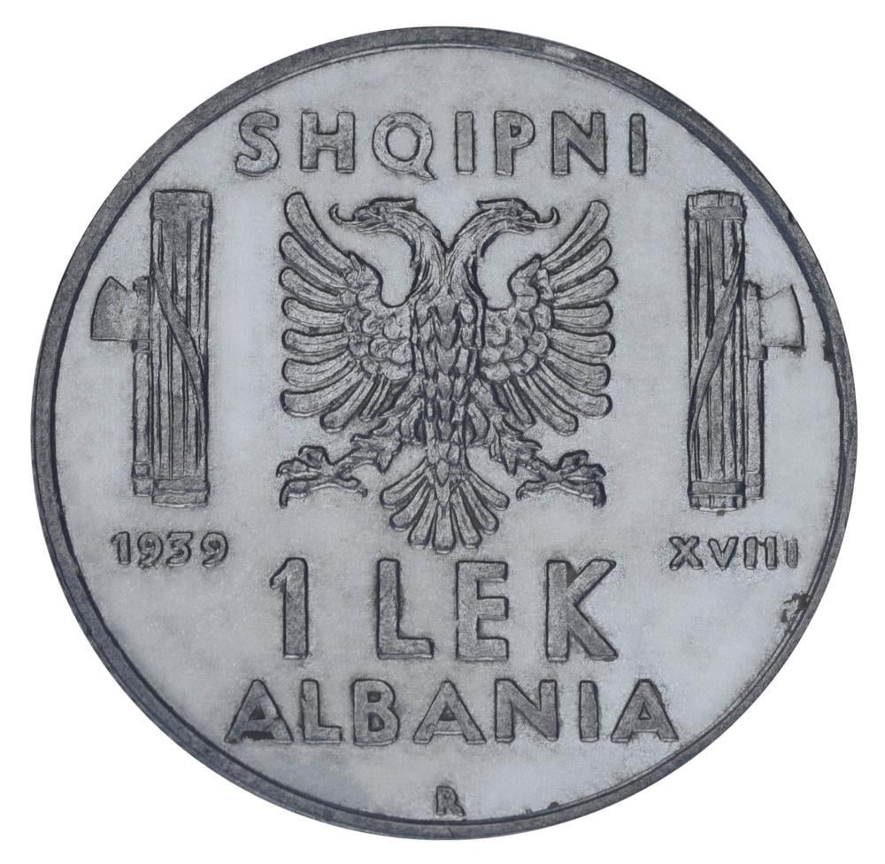 Коллекционная монета Албания 1 лек 1939 F-VF Итальянская оккупация (15391248)