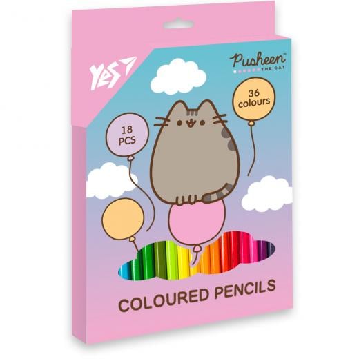 Набір кольорових олівців YES Pusheen двокольорові 36 кольорів (290751) Набір кольорових олівців YES Pusheen двокольорові 36 кольорів (290751)