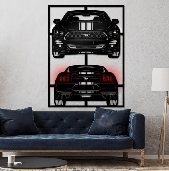 Картина-панно на стену в стиле лофт деревянное Decart Ford Mustang 2017 без подсветки 90х67 см