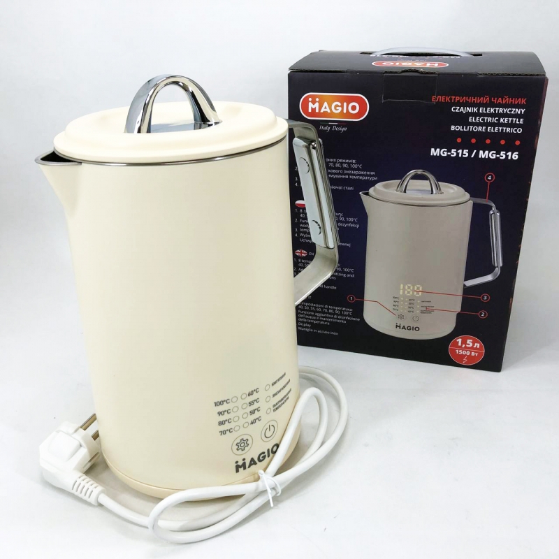 Електрочайник Magio MG-516 з регулювання температури 1,5 л 1500W (26202743) - фото 11 Електрочайник Magio MG-516 з регулювання температури 1,5 л 1500W (26202743) - фото 11