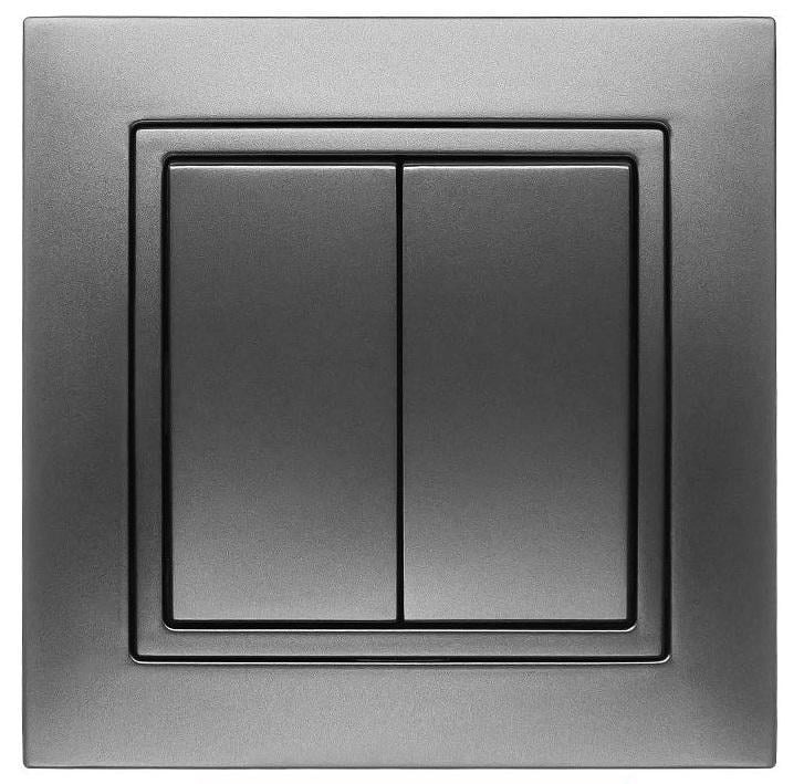 Выключатель двухклавишный MARSHEL ELEGANT VS10-200 Graffite (VS10-200 Graffite)