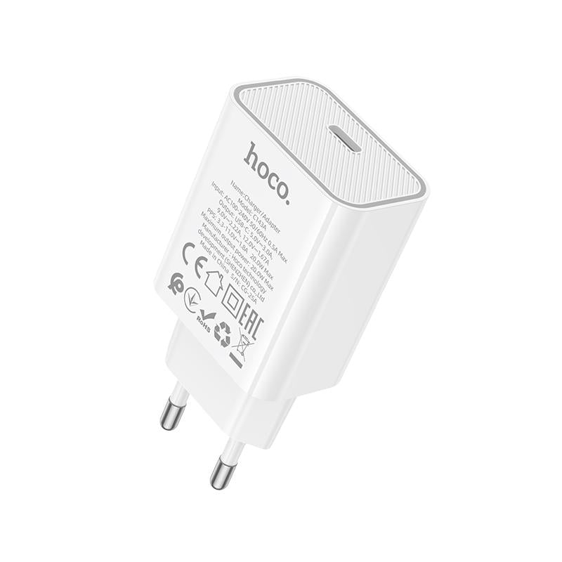 Зарядное устройство для телефона Hoco C143A Benefit single port PD20W White (21150) Зарядное устройство для телефона Hoco C143A Benefit single port PD20W White (21150)