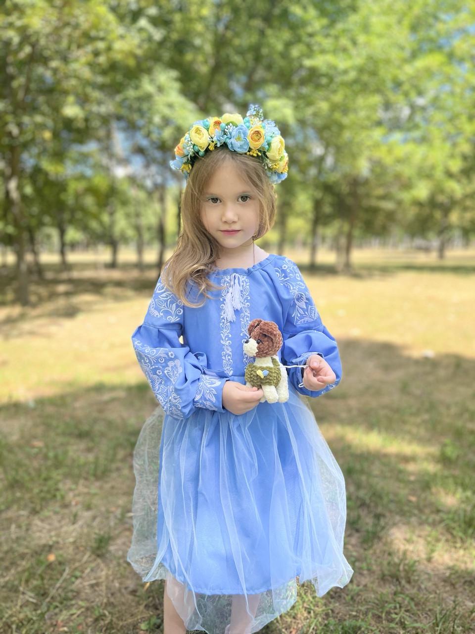 Сукня вишиванка для дівчаток Пишна 152 см Блакитний - фото 5 Сукня вишиванка для дівчаток Пишна 152 см Блакитний - фото 5