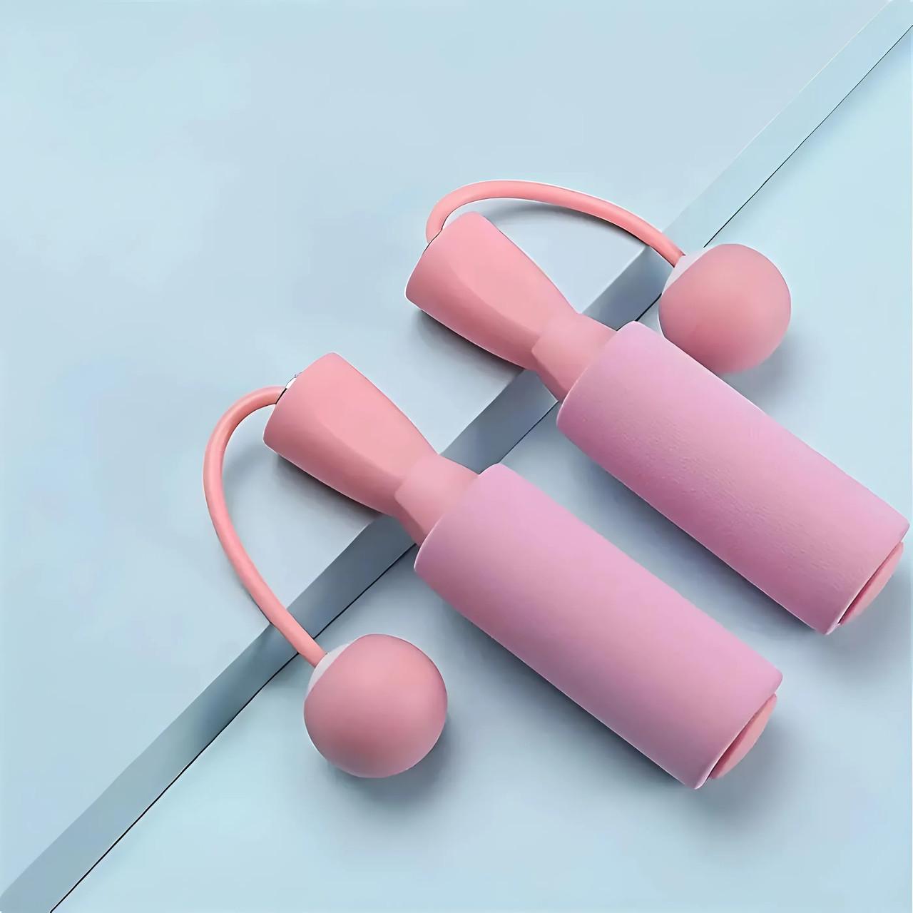 Скакалка бездротова з обтяженими кульками Рожевий (2603786952)