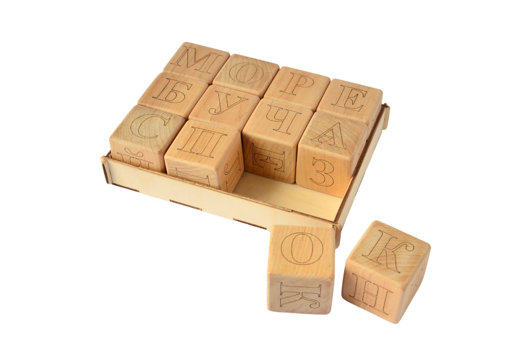 Кубики абетка дитячі KolodaToys Український алфавіт 4,5х4,5х4,5 см Бежевий (9009)