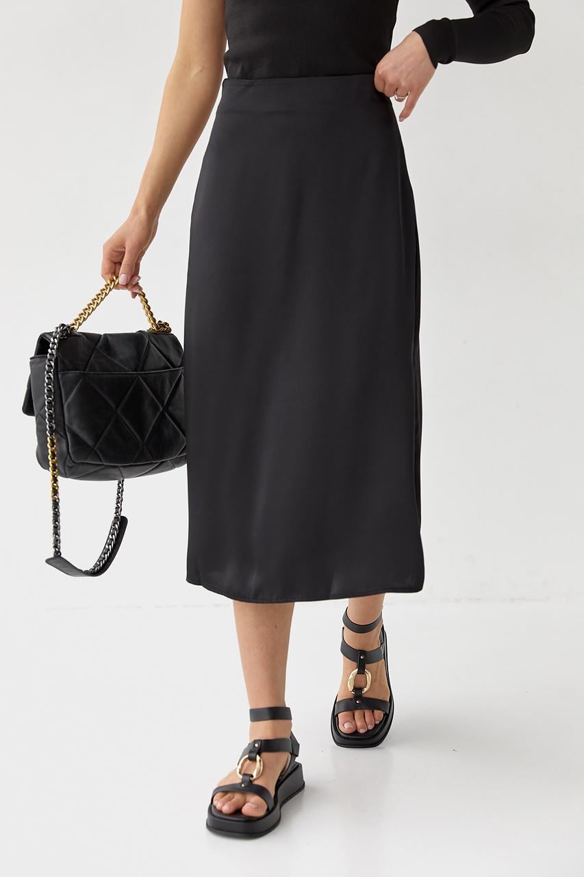 Юбка-миди с боковым разрезом р. 36 Черный (10431294)