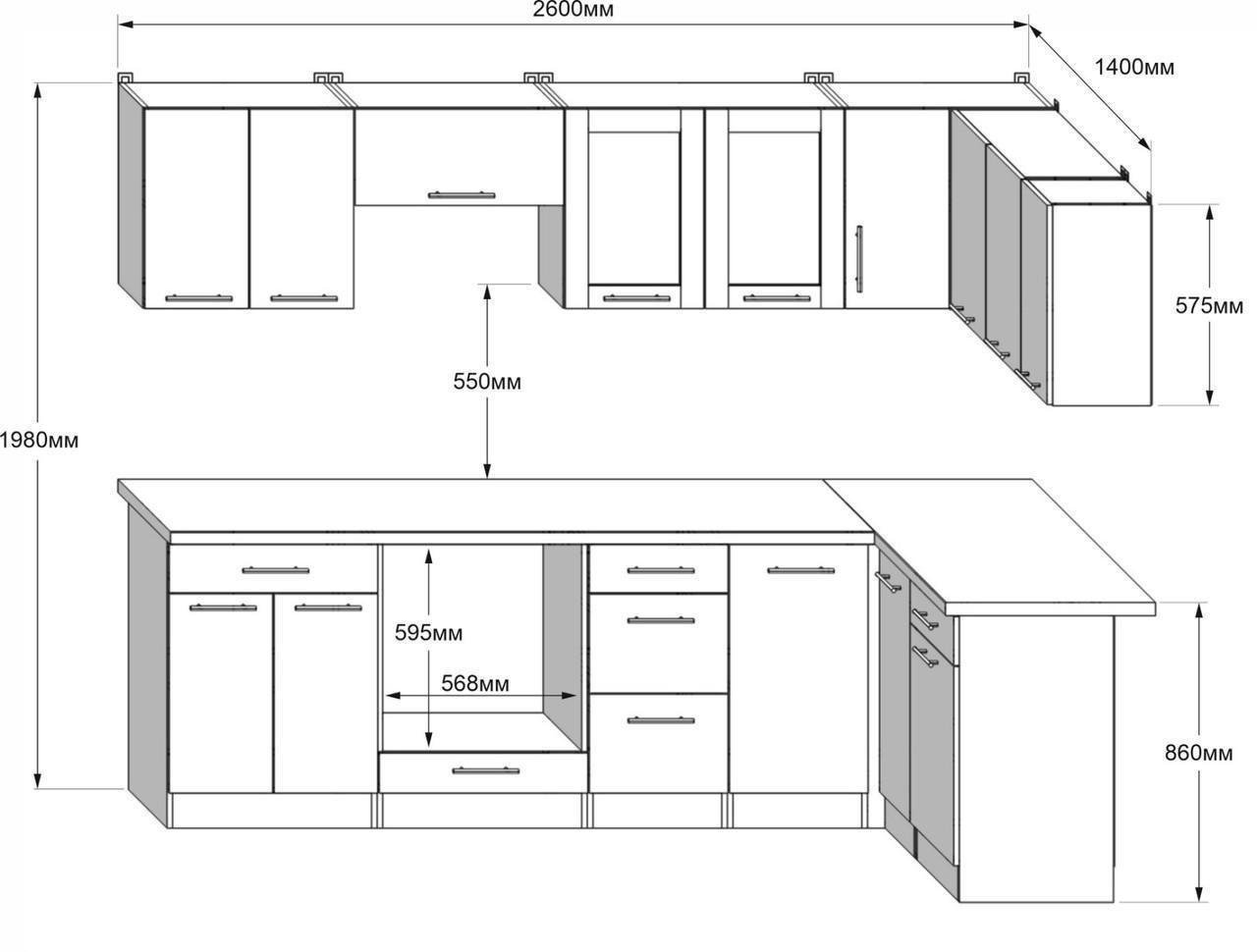 Комплект угловой кухни №2 Эверест Эко Нова 2,6х1,4 м без столешницы Сонома/Белый (ЭК-27002.01) - фото 4 Комплект угловой кухни №2 Эверест Эко Нова 2,6х1,4 м без столешницы Сонома/Белый (ЭК-27002.01) - фото 4