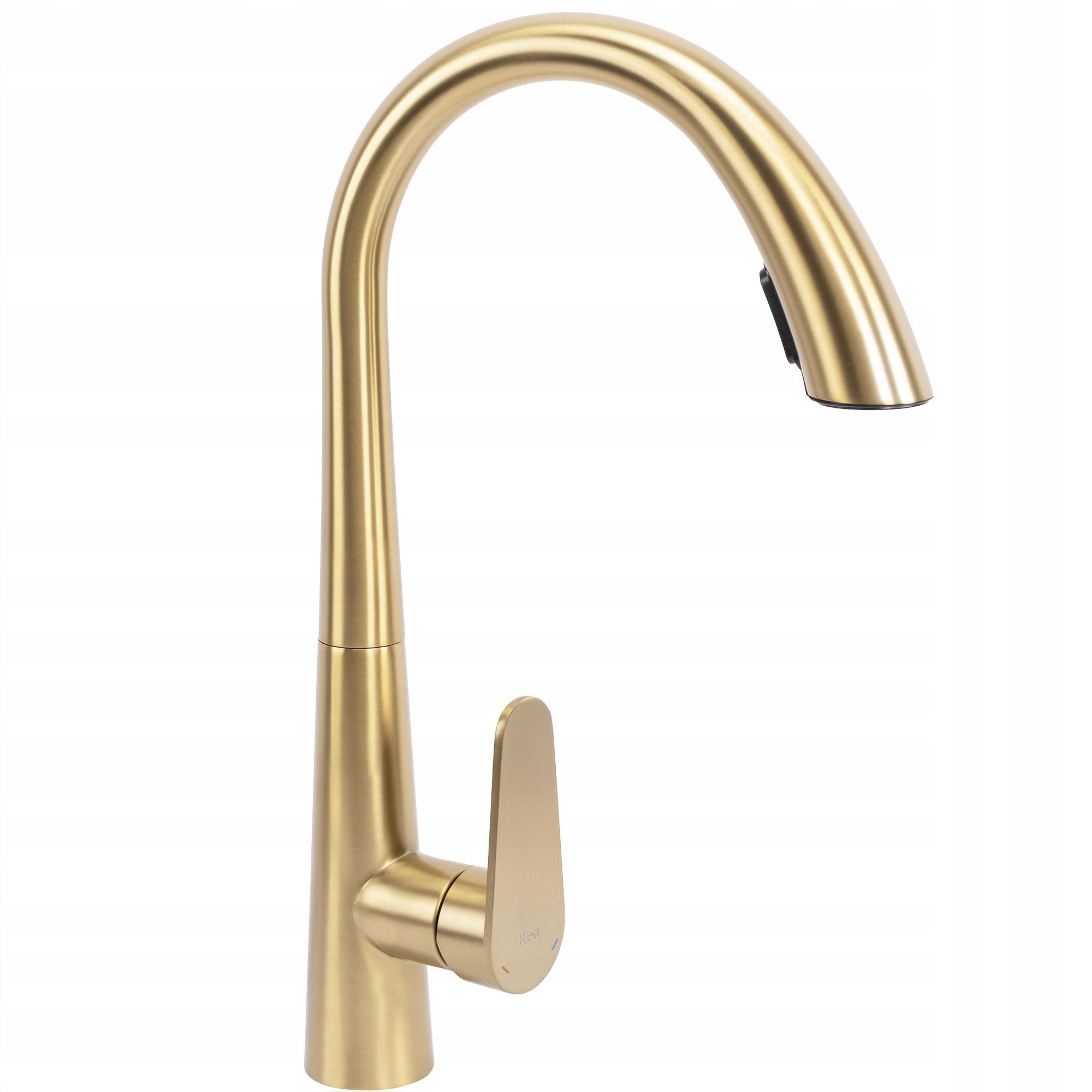 Смеситель для кухни CUBO REA Ross REA-B5312 с видвижной лейкой Золотой (197158)