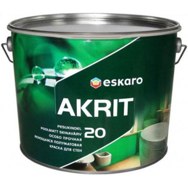 Фарба інтер'єрна Eskaro Akrit 20 акрилова матова база А 9,5 л Білий (1809178641)