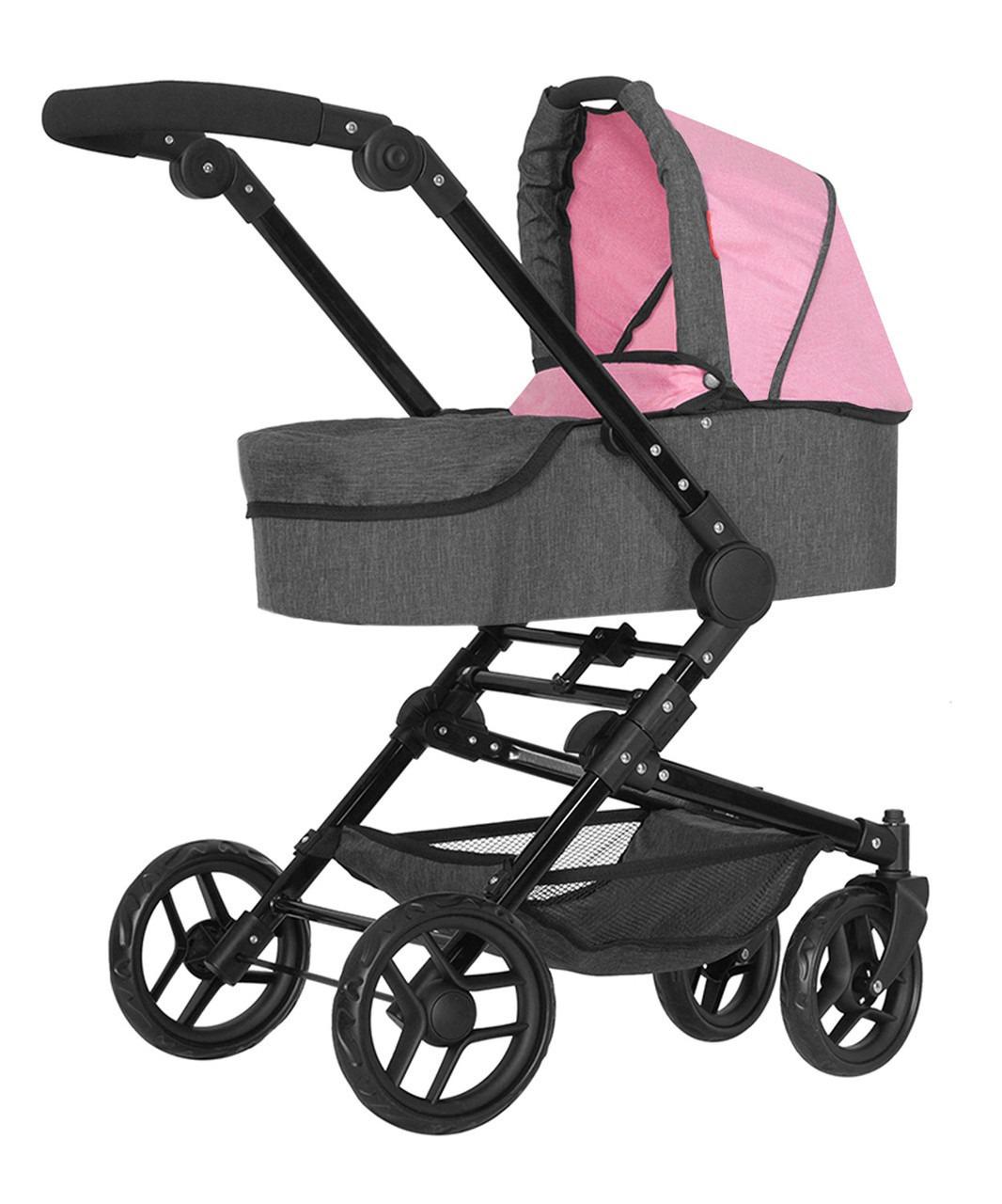 Коляска для куклы Carrello Magia 9636 трансформер с перекидной ручкой/люлька-переноска/сумка 3в1 Pink (13454650)