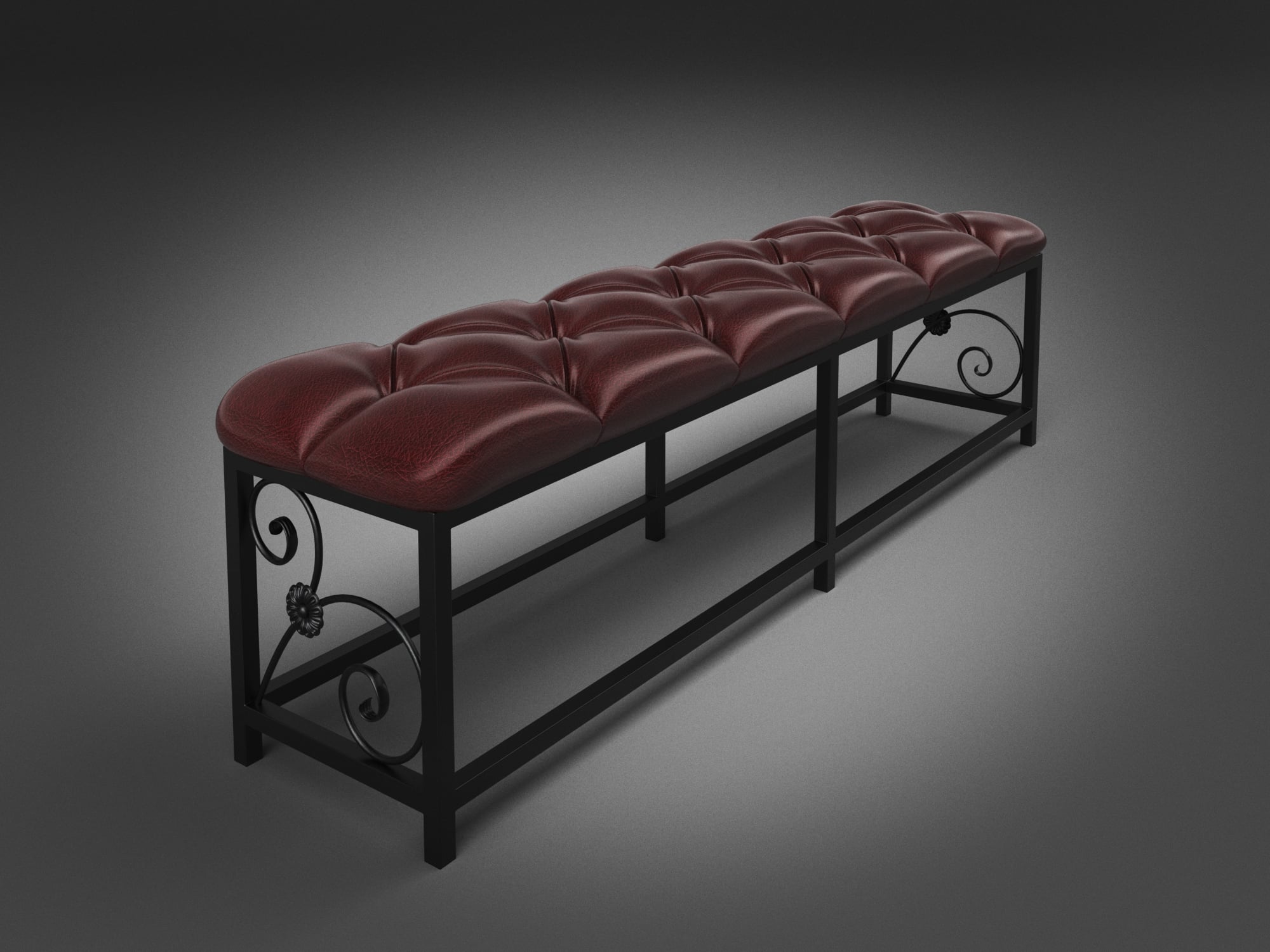 Пуф прикроватный Кадис 03 1550х370х450 Черный бархат/Родео