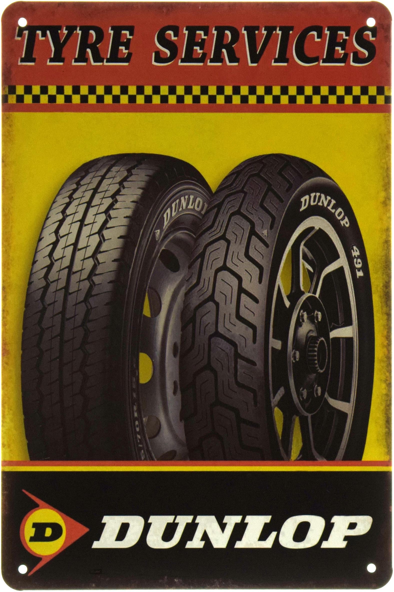 Табличка металлическая Dunlop Шинный Сервис 20x30 см