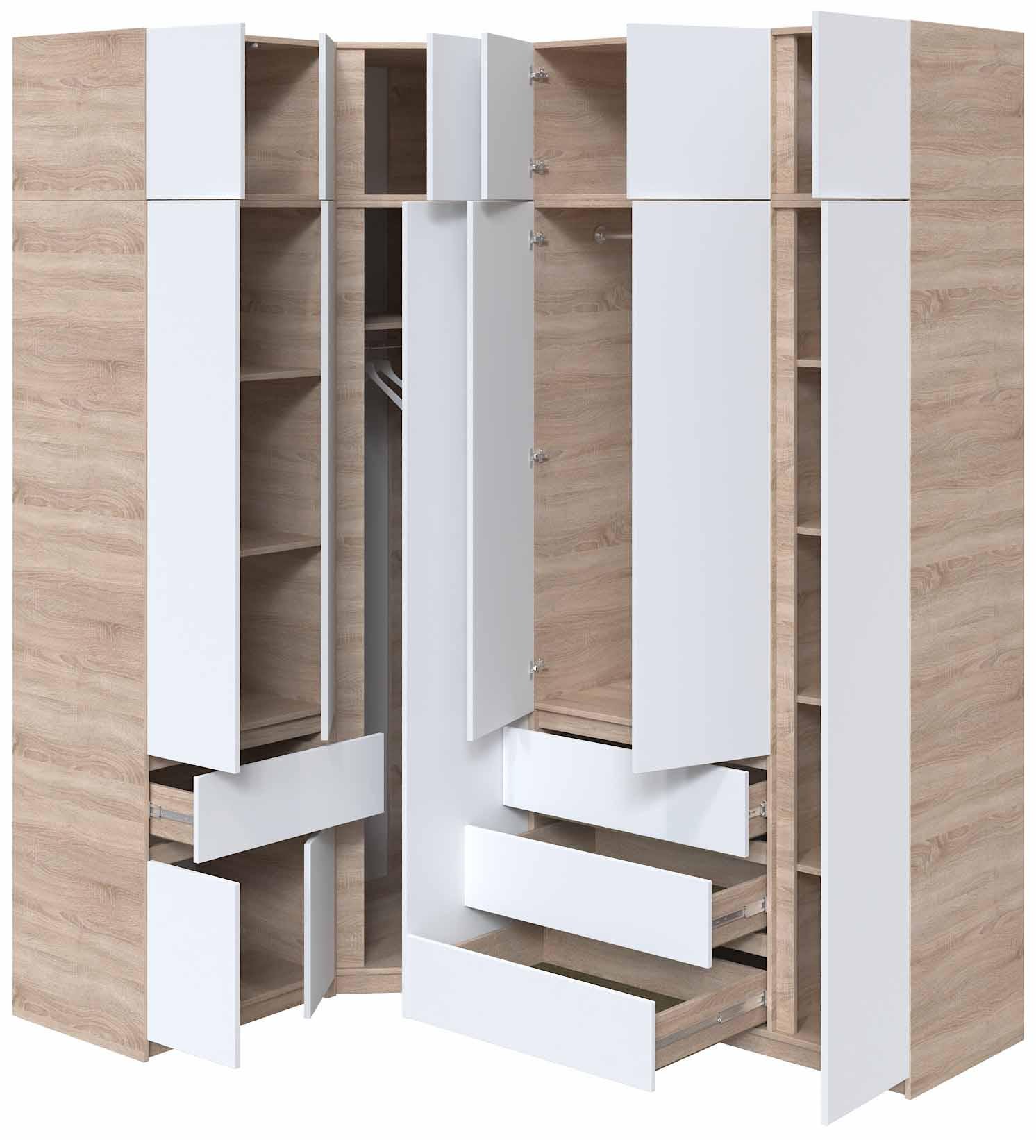 Шафа-стінка кутова Майстер Форм Брайт 1450/2050х520х2400 мм Дуб сонома/Білий (32899) - фото 2 Шафа-стінка кутова Майстер Форм Брайт 1450/2050х520х2400 мм Дуб сонома/Білий (32899) - фото 2