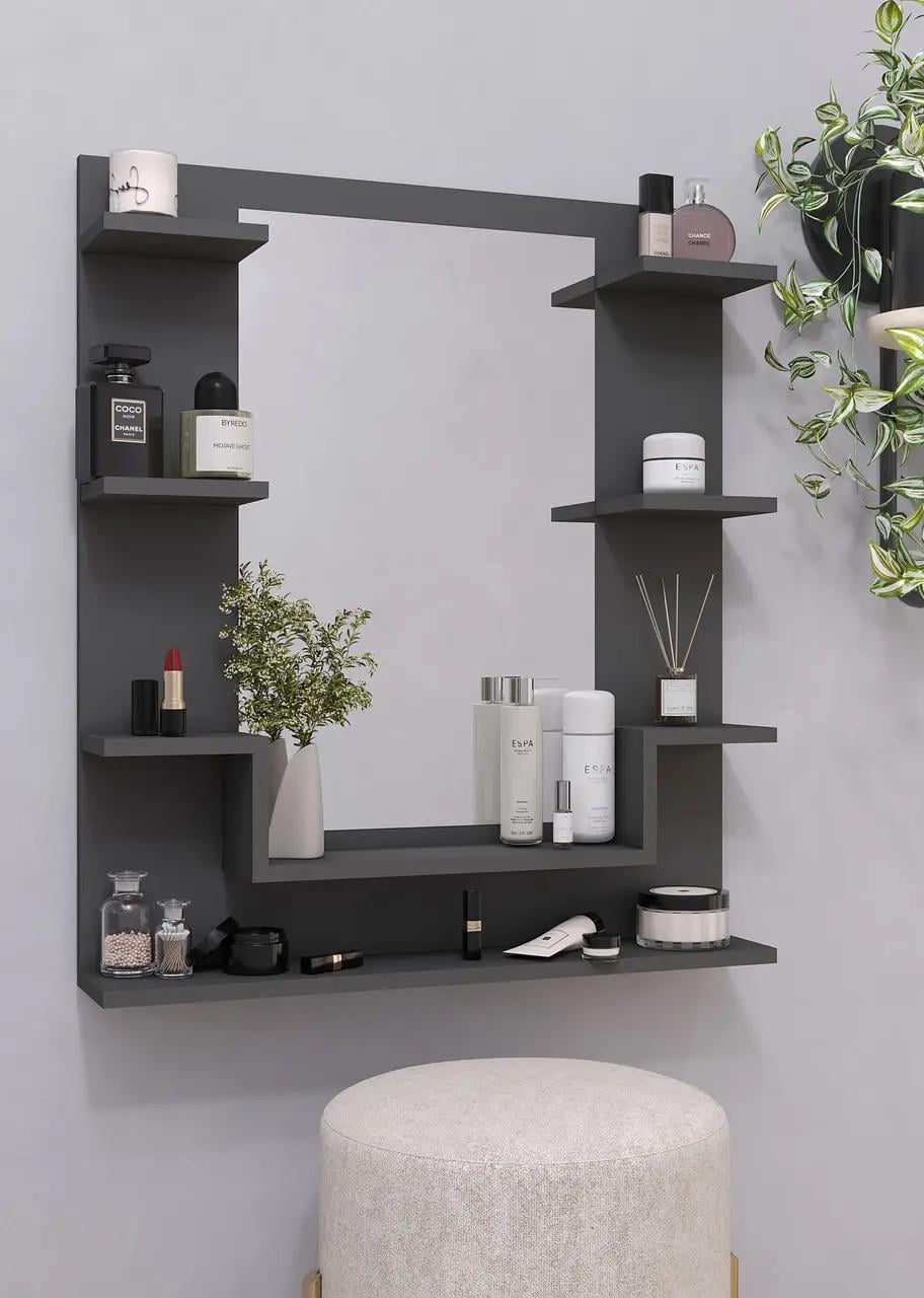 Зеркало с полкой 724х828х150 мм Антрацит (FNT-3)