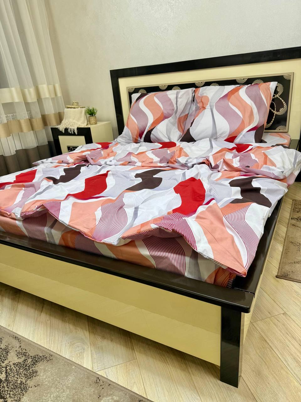 Комплект постільної білизни Цунами бавовняний двоспальний 180x220/70х70 см Різнокольоровий (28857932)