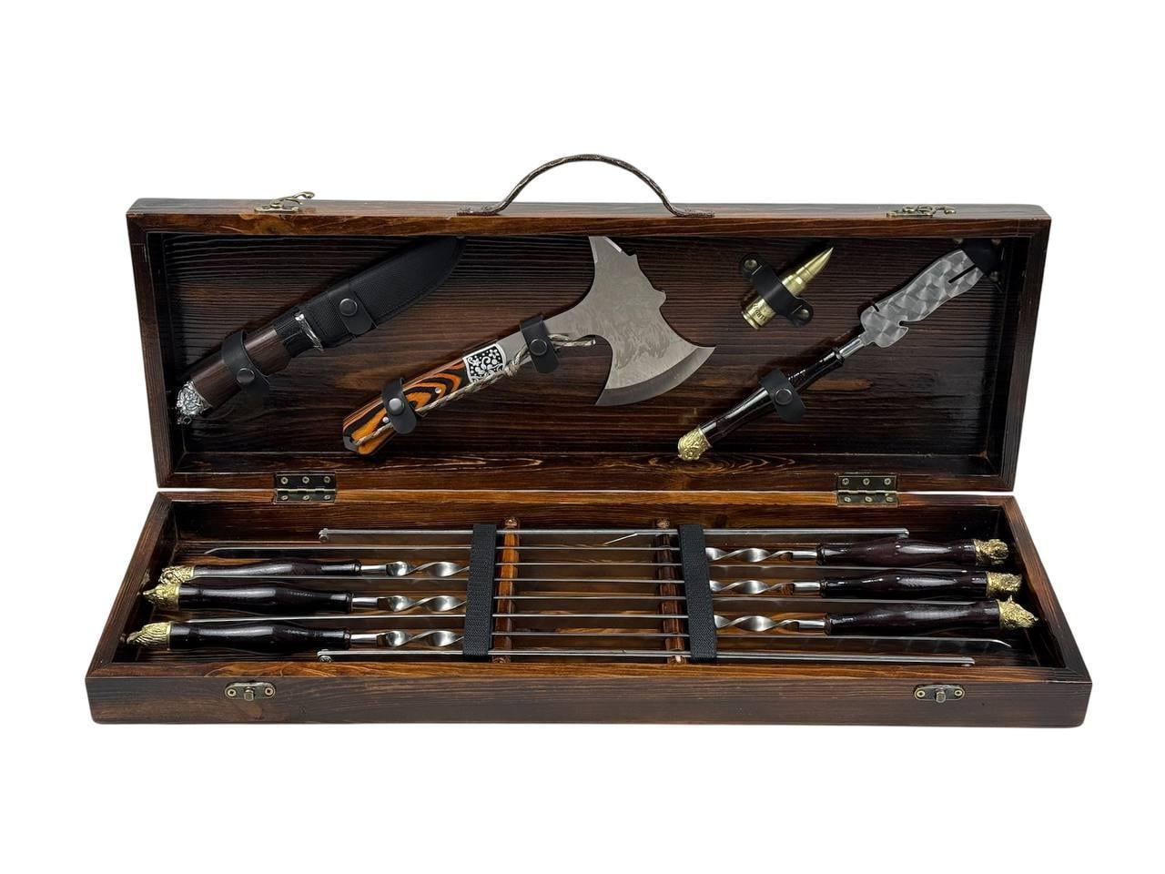 Набор для пикника GrillMaster Сафари зверей топором/ножом 11 пр. Коричневый (10-164-KS-7907)