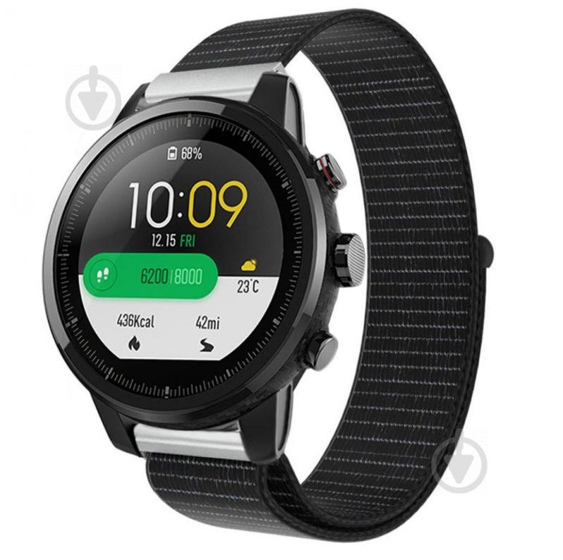 Ремешок BeWatch нейлоновый липучка для Amazfit Stratos \ Pace Черный (1021301) Ремешок BeWatch нейлоновый липучка для Amazfit Stratos \ Pace Черный (1021301)