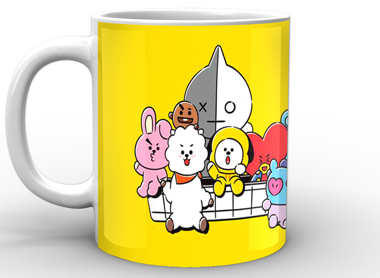 Чашка GeekLand БТ21 на желтом фоне (BT21 BTS 02.46)