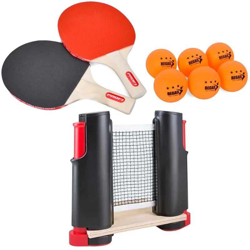 Набор для настольного тенниса ABS пин-понга сетка с держателями 2 ракетки и теннисные шарики 6 шт. 40 мм