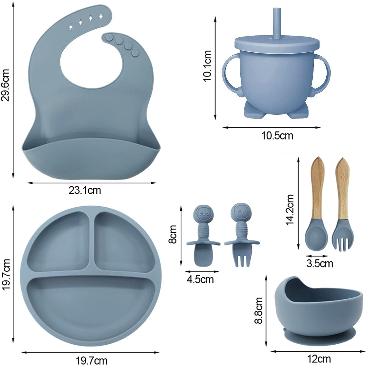 Набор силиконовый для кормления детей 9 пр. Зеленый - фото 5