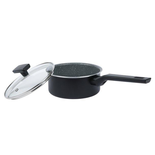 Ковшик с антипригарным покрытием Axentia Blackline стеклянная крышка алюминий PTFE d 16 см (135616) - фото 6 Ковшик с антипригарным покрытием Axentia Blackline стеклянная крышка алюминий PTFE d 16 см (135616) - фото 6