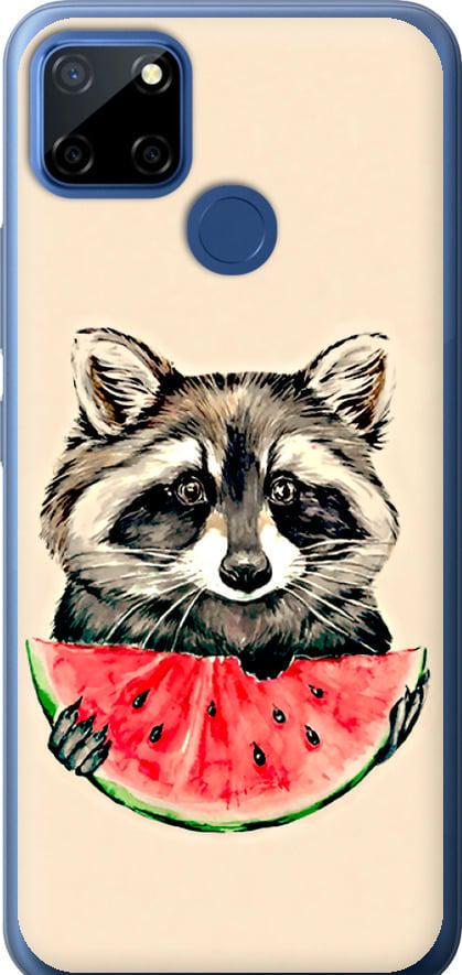 Чехол на Realme 7i Енотик с арбузом (4605t-2486-42517)