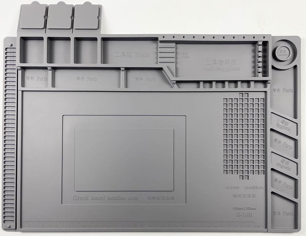 Килимок антистатичний термостійкий Kaisi S-160 для ремонту техніки/паяння 300x450 мм Grey