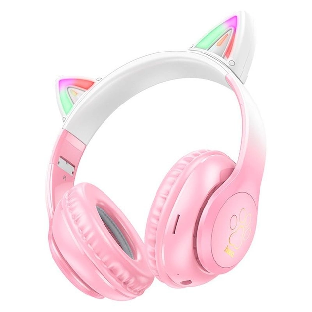 Наушники беспроводные детские Hoco W42-2023 CAT EAR Pink (14255608)