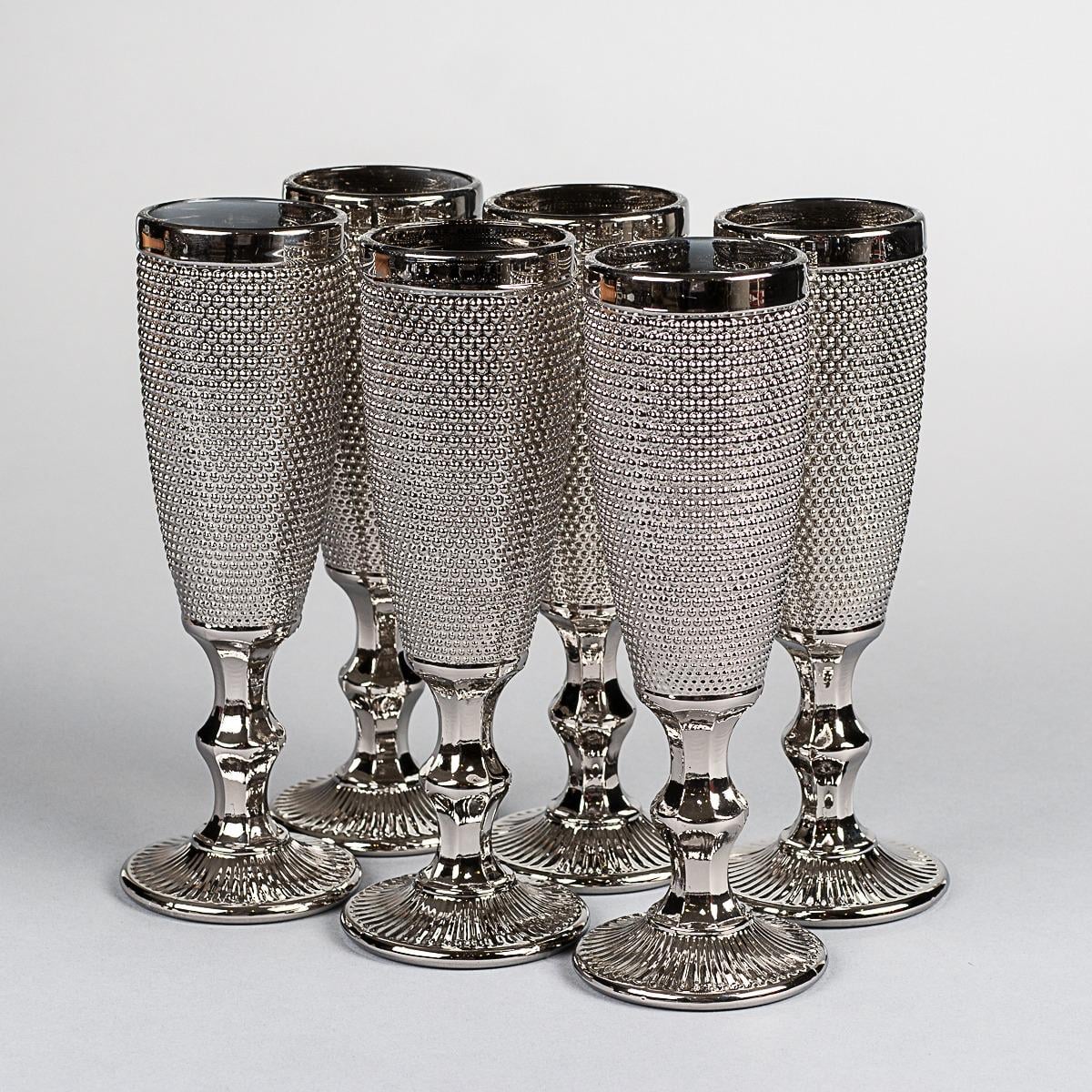 Набор бокалов стеклянных для шампанского Жемчуг 6 шт. 250 мл (8602-010)