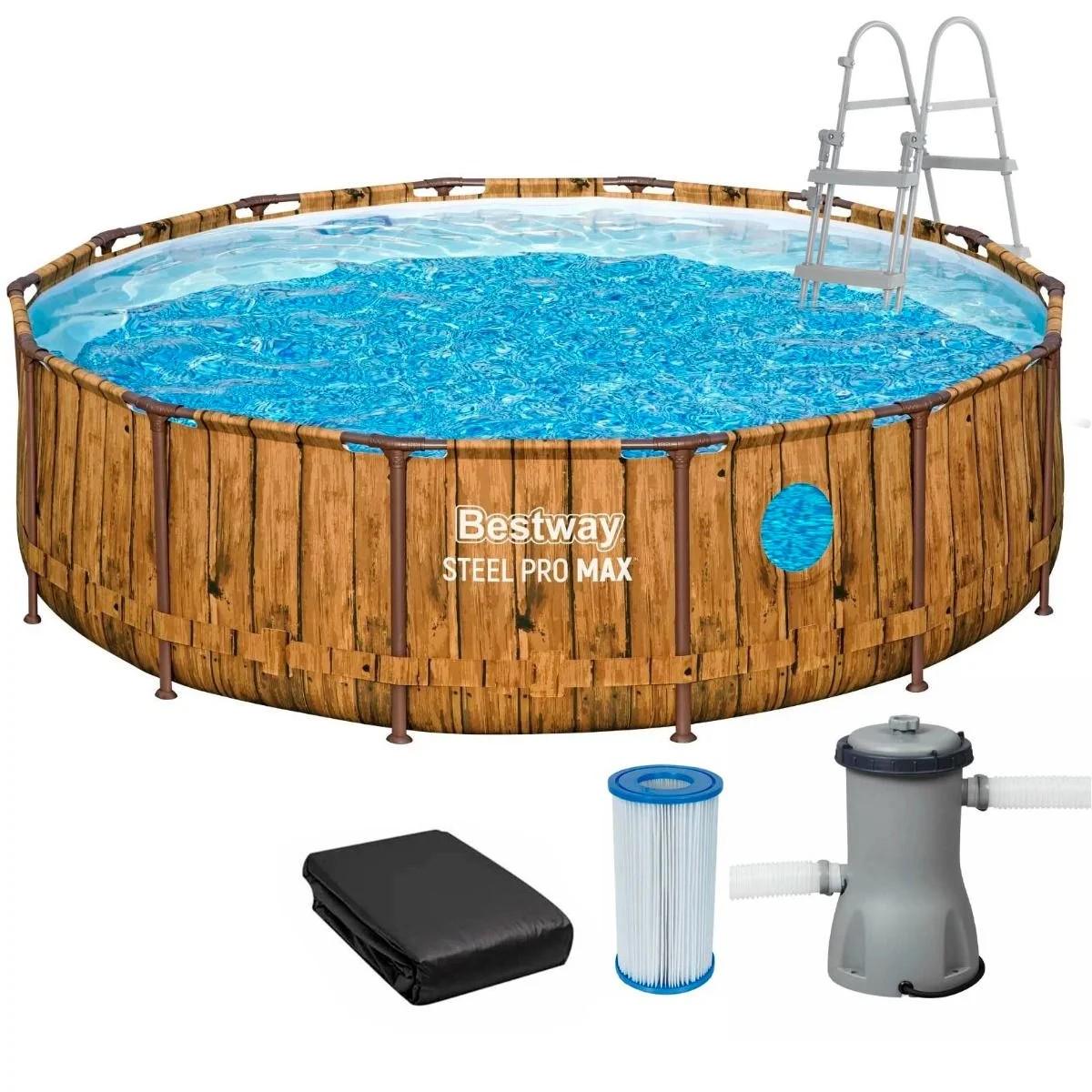 Бассейн каркасный Bestway 561JM с картриджным фильтром/тентом/лестницей 13030 л 427х107 см (LN7-561JM)