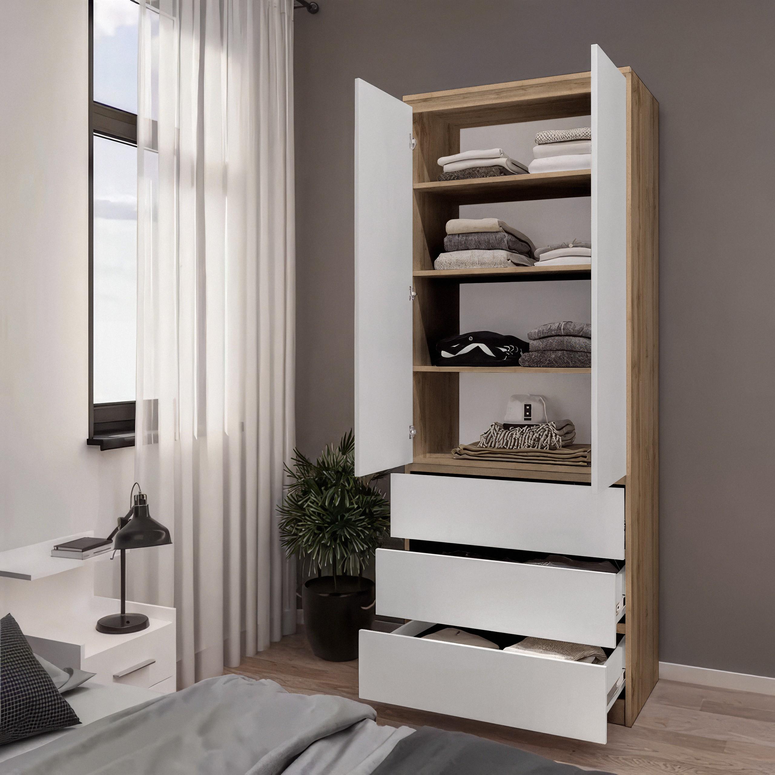 Шкаф с полками и ящиками T-210 803х502х2117 мм Дуб Аппалачи/Белый - фото 1 Шкаф с полками и ящиками T-210 803х502х2117 мм Дуб Аппалачи/Белый - фото 1