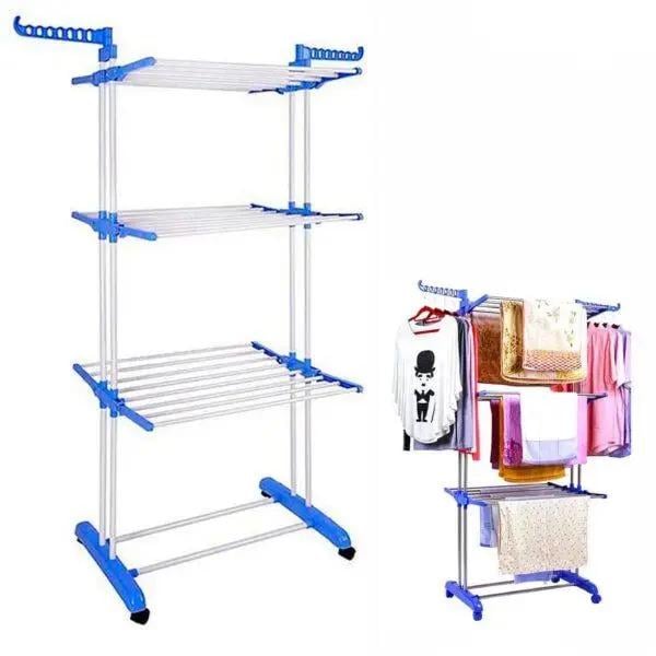 Сушарка для білизни складна Garment Rack With Wheels K-1030 30 кг Білий/Блакитний (1-2-9806) - фото 6