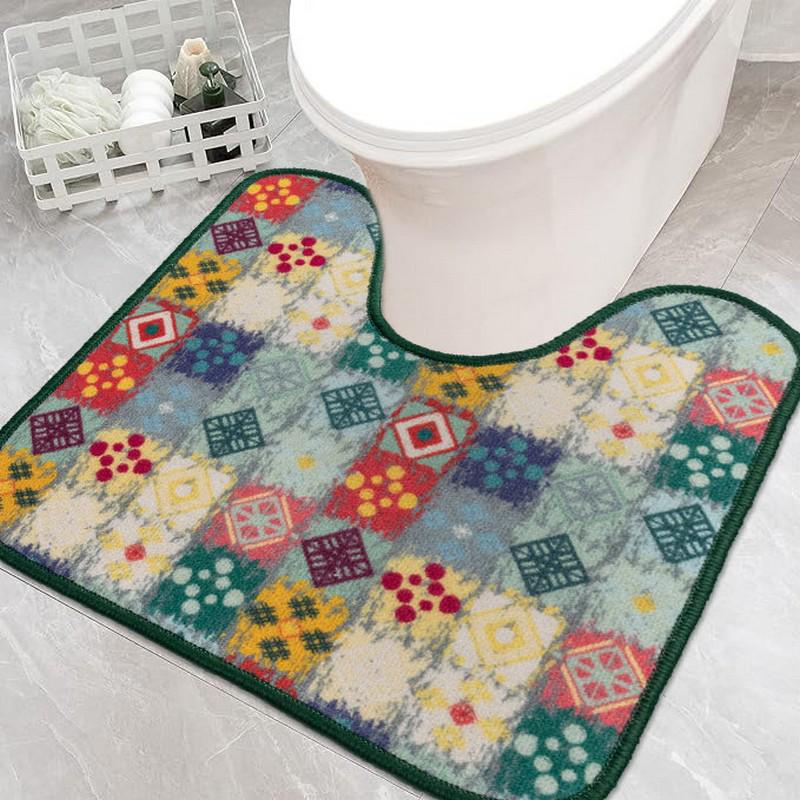 Килимок для туалету Print 201-1 на гумовій основі 57х60 см Зеленй/Блакитний (77117720)