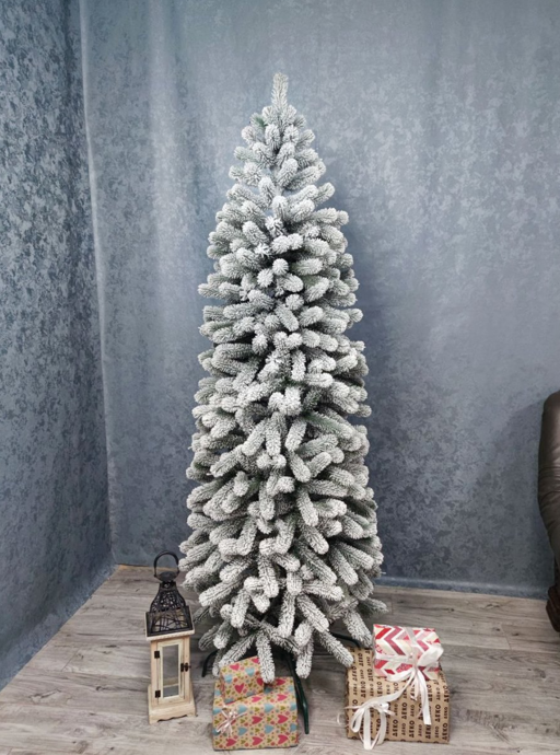 Штучна ялинка комбінована Президентська Слім засніжена з металевою підставкою 1,80 м Білий (NYT15154)