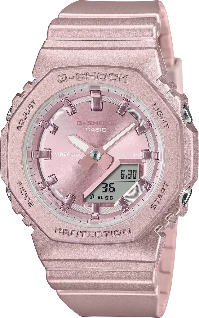 Наручные часы женские Casio G-Shock GMA-P2100ST-4AER ударопрочные с водозащитой 200 м и розовым циферблатом