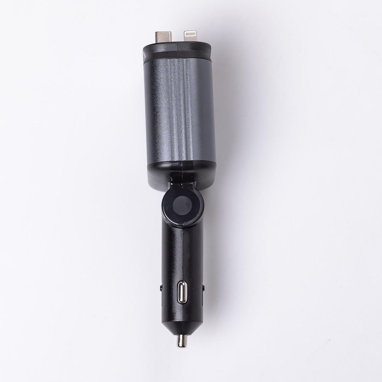 Зарядний пристрій автомобільний LED-проекція зі швидкою зарядкою та висувними кабелями Apple Lightning/USB-С (6836) - фото 8