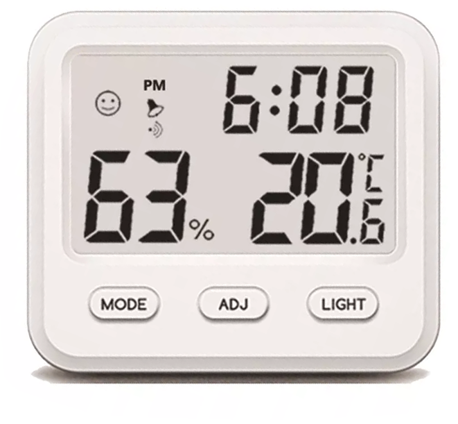Термометр-гігрометр Міні з годинником Білий (0526-4)
