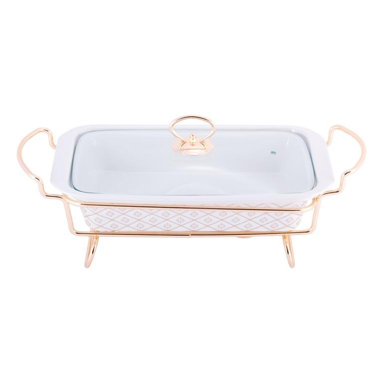 Мармит с подставкой Kamille KM-6416 керамический прямоугольный 30,5х19х6 см (2554056259)