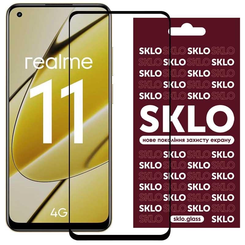 Противоударное Защитное Стекло SKLO 3D (full glue) для Realme 11 4G Черный