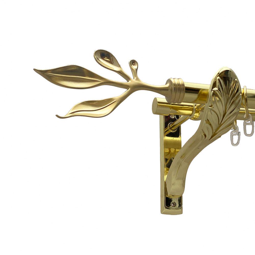 Карниз металлический Orvit Баваро двухрядный ретро/гладкая труба/кольцо металлическое Золото 25/19 мм 300 см (00-00009693)