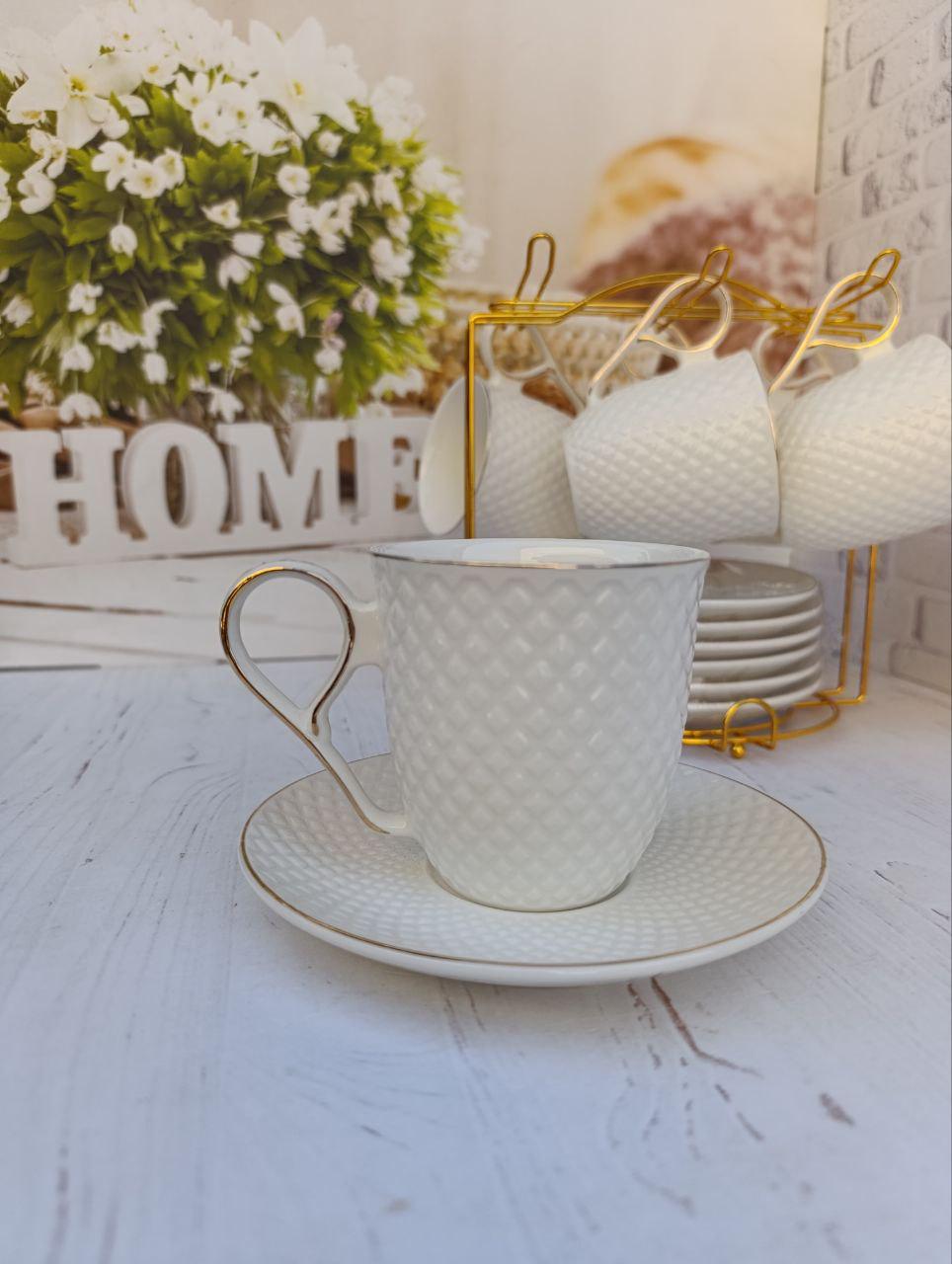 Чайний сервіз SNT Селія порцеляна на металевій стійці 200 мл 13 предметів Білий (15222-00) - фото 2 Чайний сервіз SNT Селія порцеляна на металевій стійці 200 мл 13 предметів Білий (15222-00) - фото 2