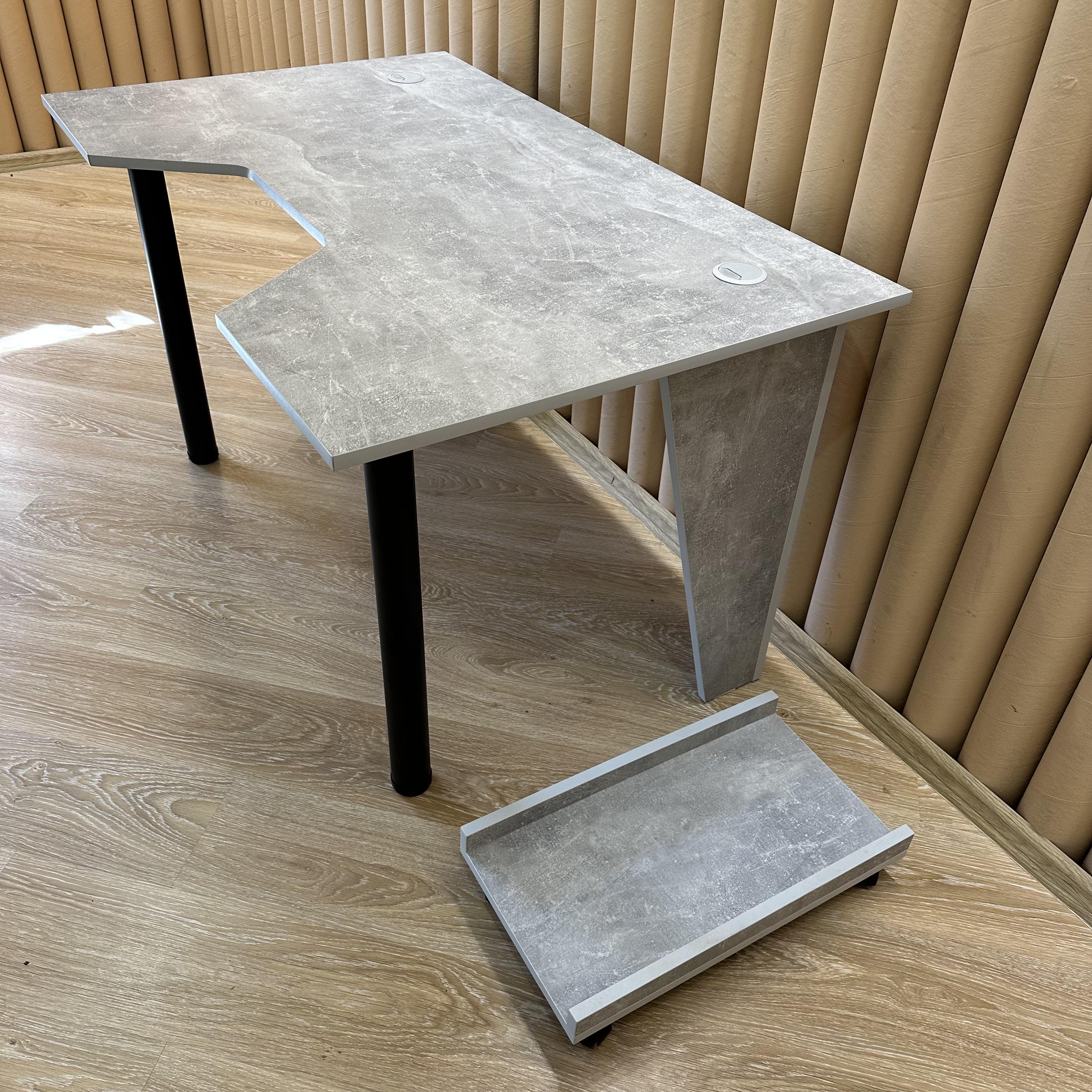 Стол компьютерный геймерский Drom Square с подставкой для ПК Светло-серый