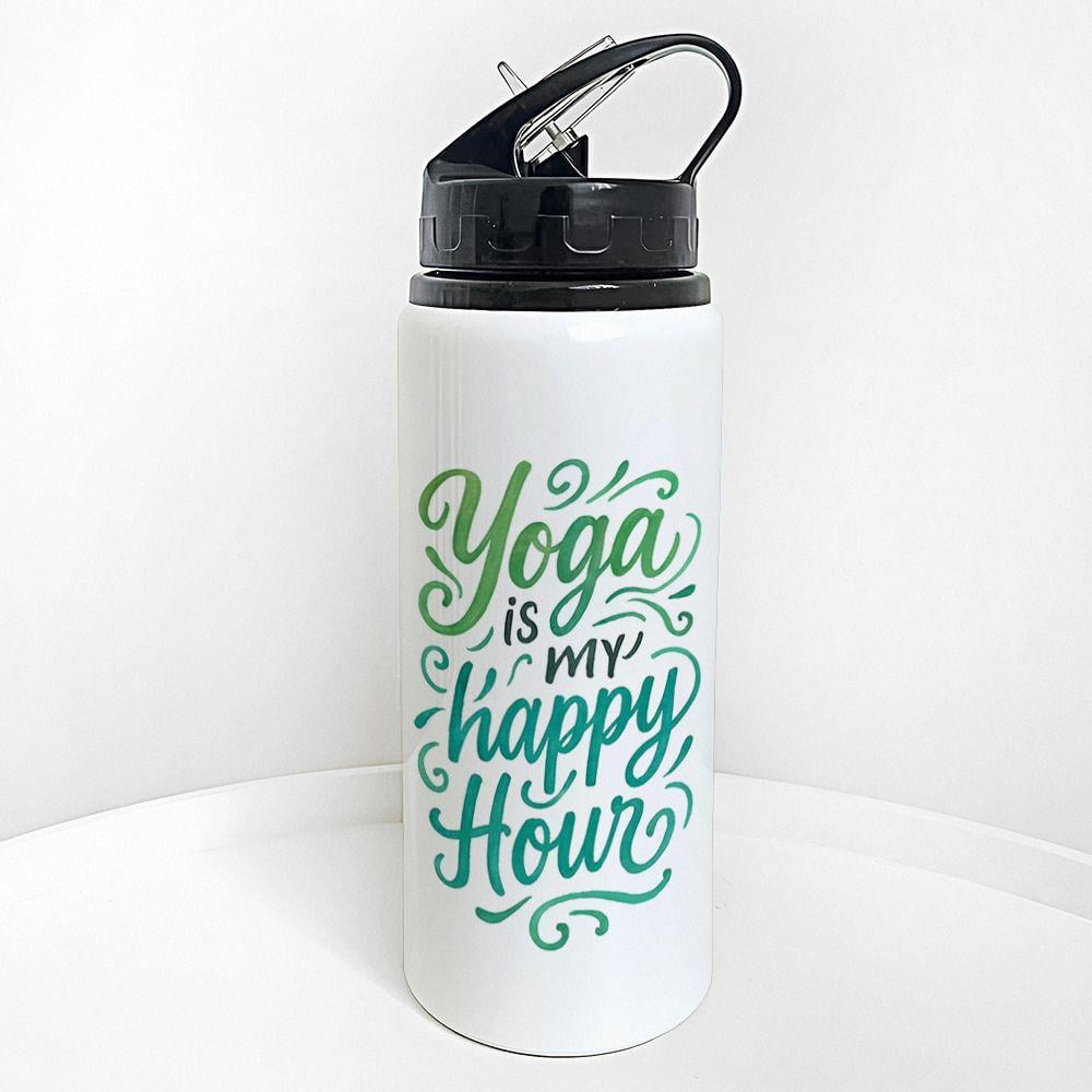 Бутылка для воды с трубочкой Presentville Yoga is my happy hour 600 мл (PLV_25A074)