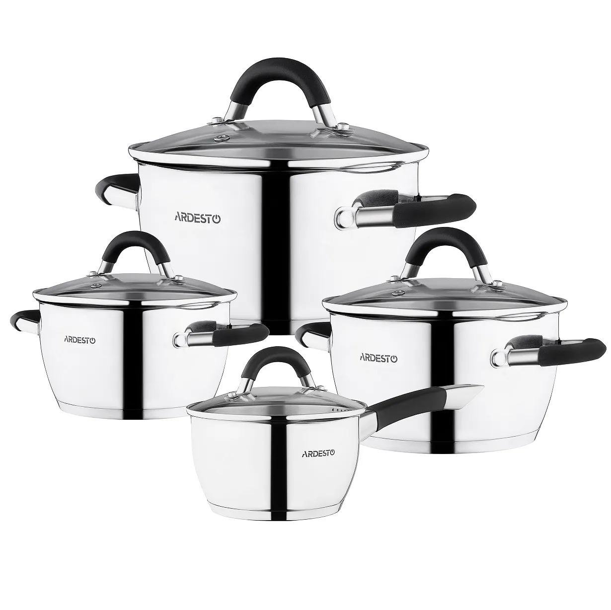 Набор посуды из нержавеющей стали Ardesto Gemini Livorno 8 шт. Серебристый (AR1908GS)