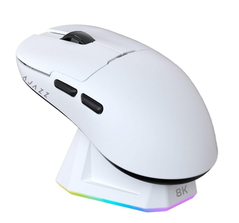 Компьютерная мышка беспроводная игровая Ajazz AJ159Pro Bluetooth/2,4 ГГц/USB-C с магнитной станцией White (AJ159-PRO-W)