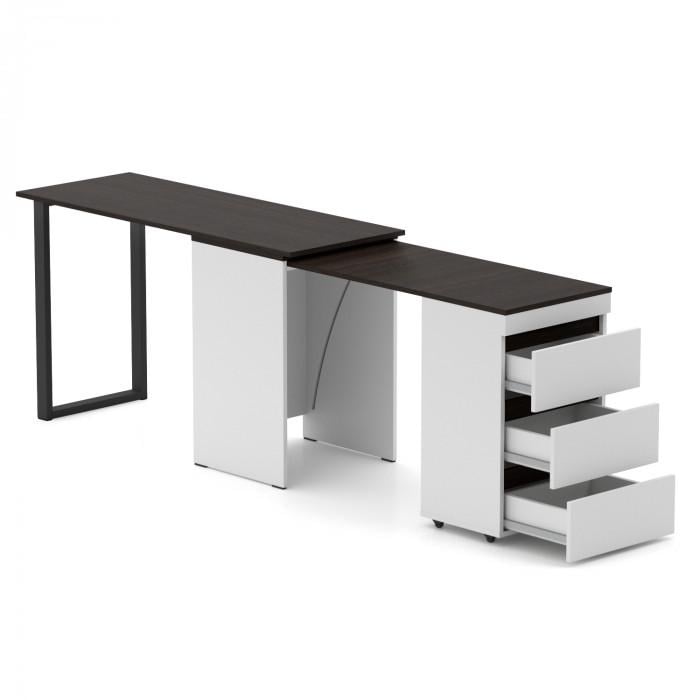 Стіл-комод трансформер Knap Knap Shiron+Jumbo з додатковою поворотною стільницею Білий/Венге (S202010420) - фото 2 Стіл-комод трансформер Knap Knap Shiron+Jumbo з додатковою поворотною стільницею Білий/Венге (S202010420) - фото 2