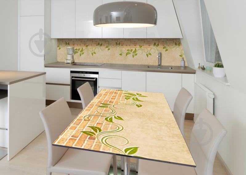 Наклейка 3Д виниловая на стол Zatarga «Вензеля на кирпиче» 650х1200 мм для домов, квартир, столов, кофейн,